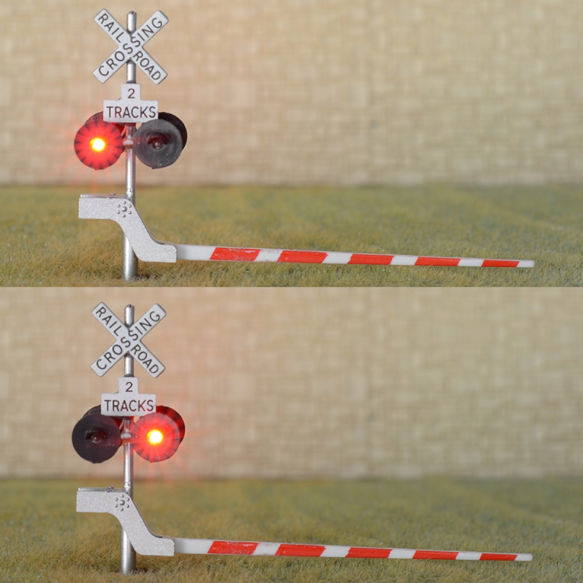 1 x HO scale railroad grade crossing signal arm gate stop lever 2 tracks #S42R